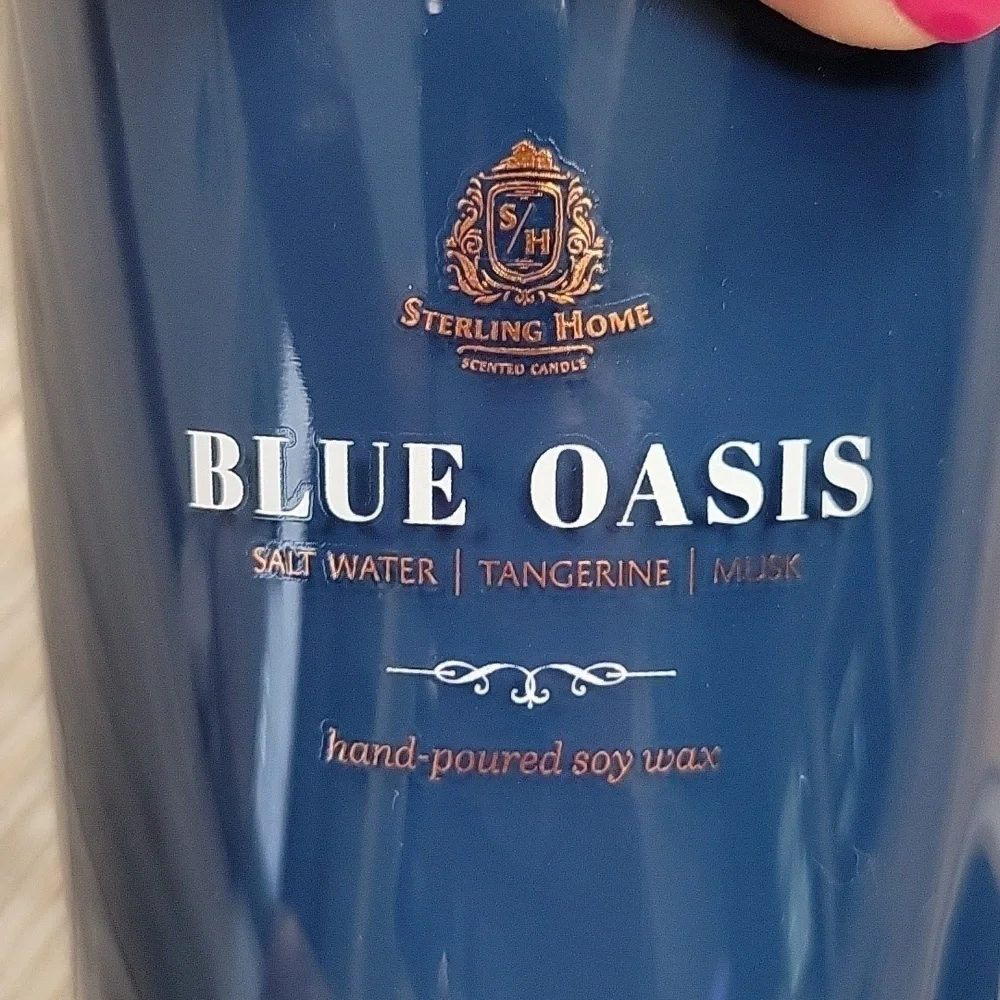 Blue Oasis Hand Poured Soy 16 oz Wax Candle in Beach Walk